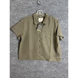 Royal Robbins Womens Desert Pucker Shirt Size Large Green Short Sleeve